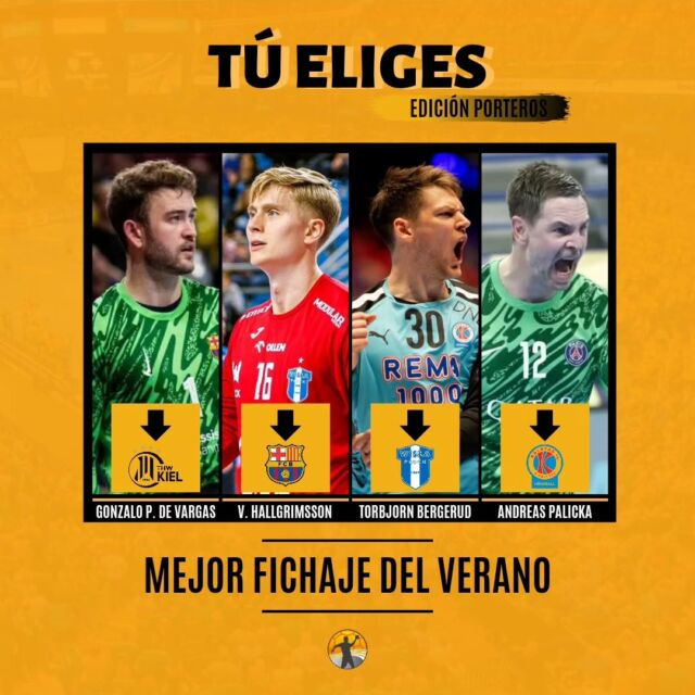 𝐓𝐔 𝐄𝐋𝐈𝐆𝐄𝐒 | Varios equipos han decidido cambiar a sus porteros este verano. ¿Cuál es para tí el mejor movimiento?

• Gonzalo Pérez de Vargas → THW Kiel
• Víktor Hallgrimsson → FC Barcelona
• Torbjorn Bergerud → Wisla Plock
• Andreas Palicka → Kolstad IL

🔄 ¿Con cuál te quedas?